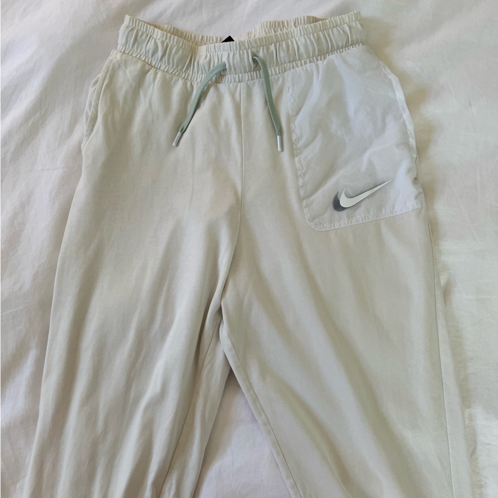 Nike Soft Sweatpants Cream with Translucent Pocket and Teal  Strings